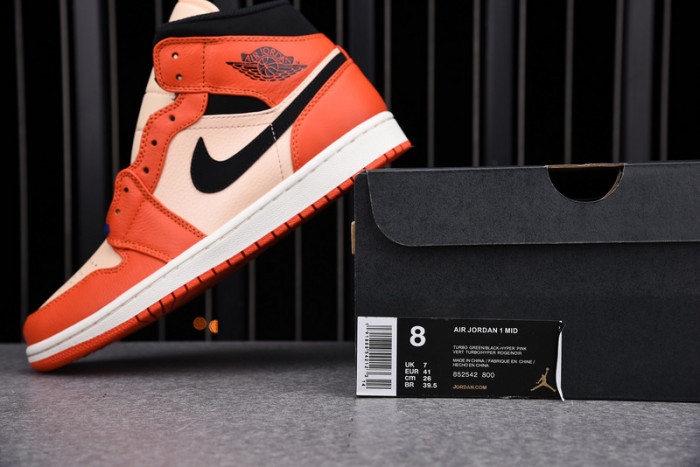 Jordan 1 Mid Team Orange Black-852542-800