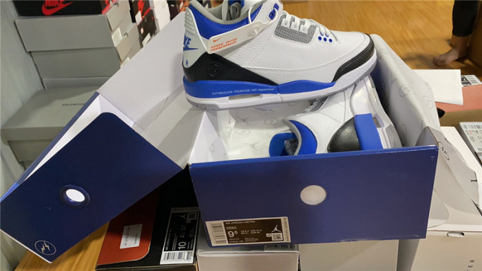 Men’s Fragment Design x Air Jordan 3 White/Royal Blue For Sale CT8532-040